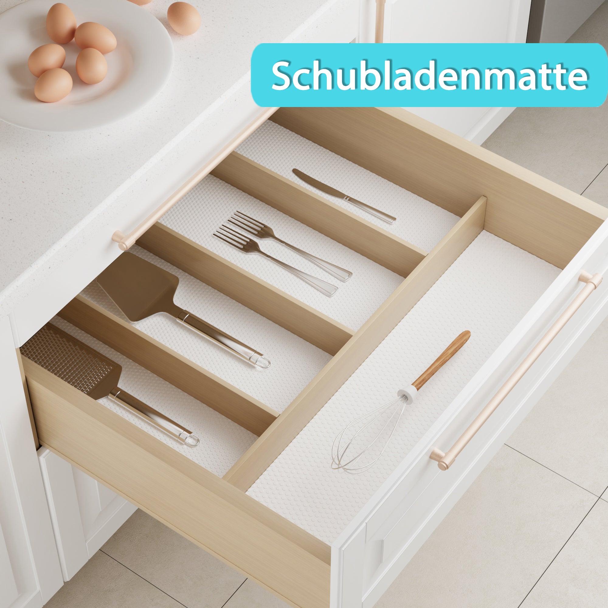 Janeart 15.7-Inch Adhesive Cabinet Liner: Peel and Stick Cabinet Drawer Mat 15.7" Wide x 196 INCream White - Non Slip Waterproof Cupboard Liner for Pantry Countertop Gift