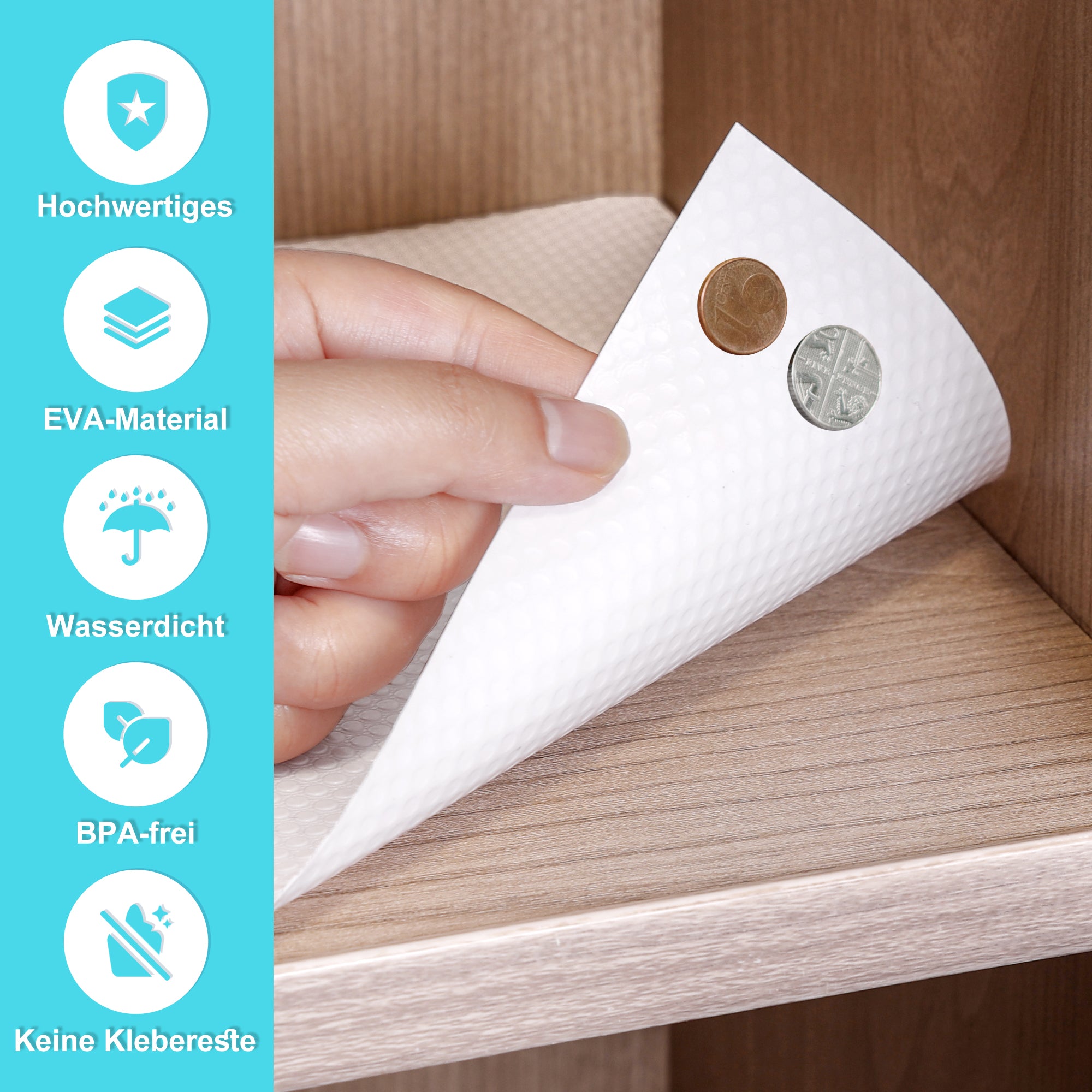 Janeart 15.7-Inch Adhesive Cabinet Liner: Peel and Stick Cabinet Drawer Mat 15.7" Wide x 196 INCream White - Non Slip Waterproof Cupboard Liner for Pantry Countertop Gift