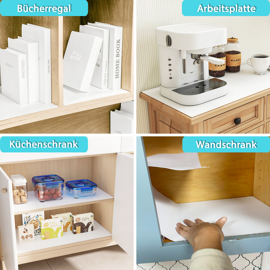 Janeart 15.7-Inch Adhesive Cabinet Liner: Peel and Stick Cabinet Drawer Mat 15.7" Wide x 196 INCream White - Non Slip Waterproof Cupboard Liner for Pantry Countertop Gift
