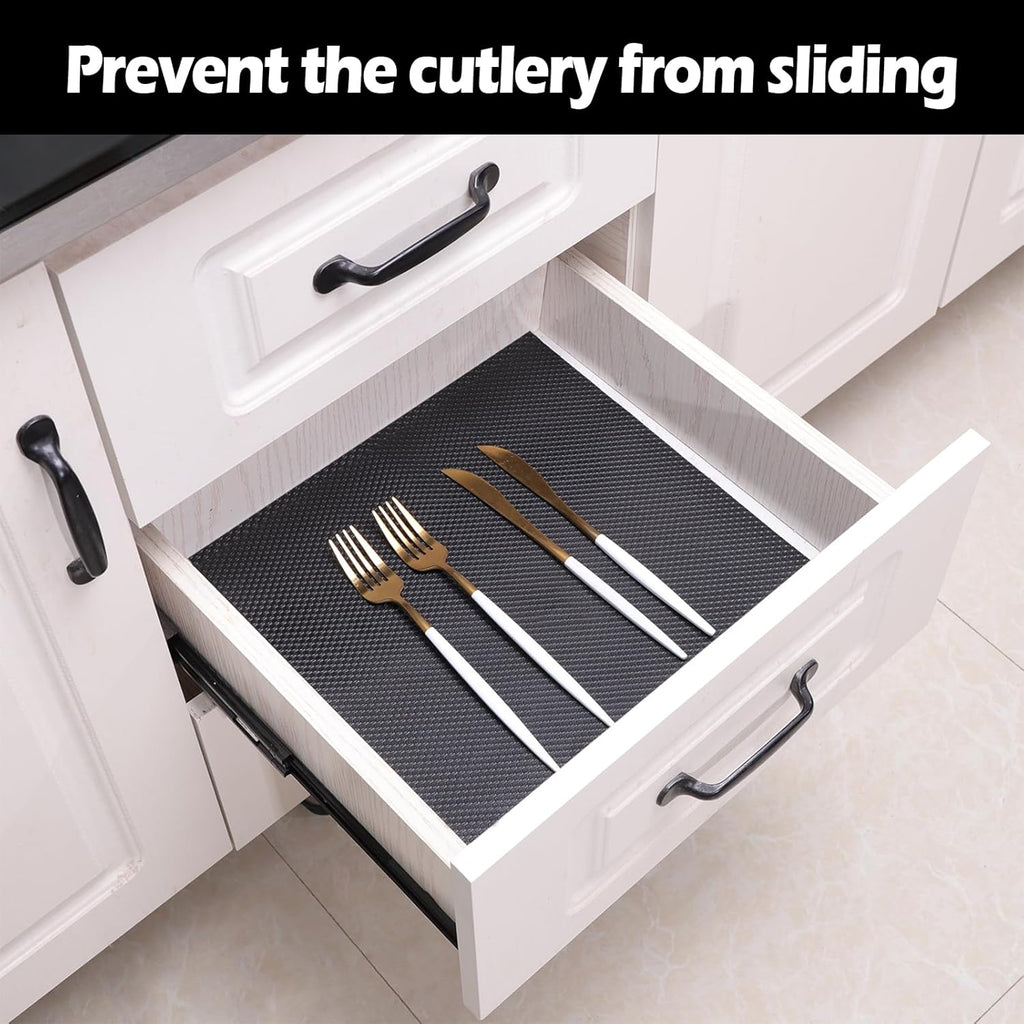 Janeart Black Shelf Liner 10.5 in Wide: Thick Easy Cutting Pantry Wire Shelves Liners - Waterproof Kitchen Cabinet Liner for Shoe Rack - Multi-Size 10.5" x 145.7"