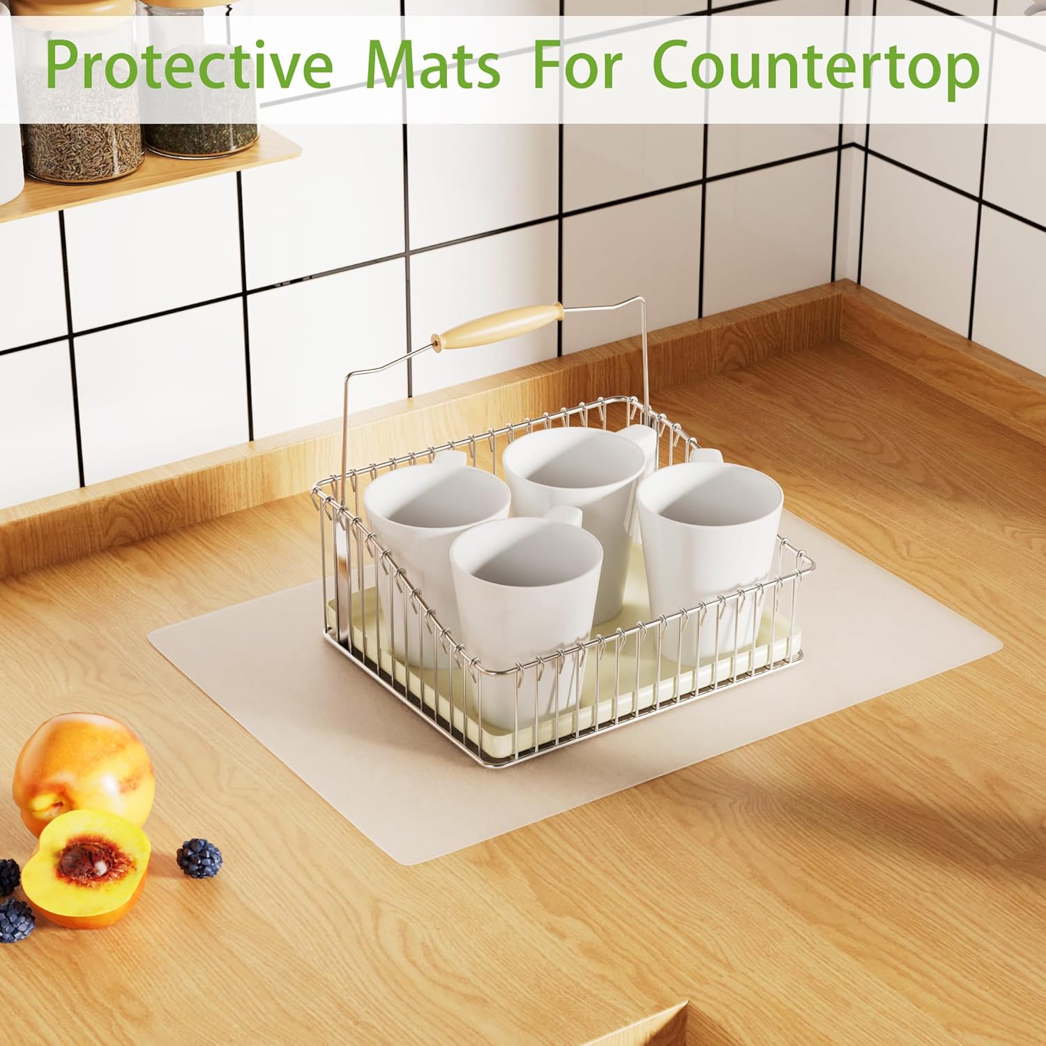 Clear Silicone Mat for Kitchen Counter: 10.24”x 14.2”(1MM) Non-slip Countertop Protector Liner, Small Non-Stick Baking Mat, Heat Resistant Placemat for Pastry, Translucent(2/Pack)